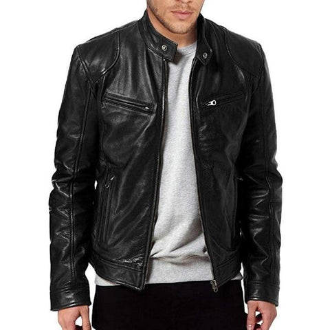 MoneRffi 2019 NEW Fashion Autumn Male Leather Jacket Plus