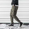 Cargo Pants Men Solid Color Black Loose Casual Jogger Pocket Elastic waist Ankle Length Trousers Techwear