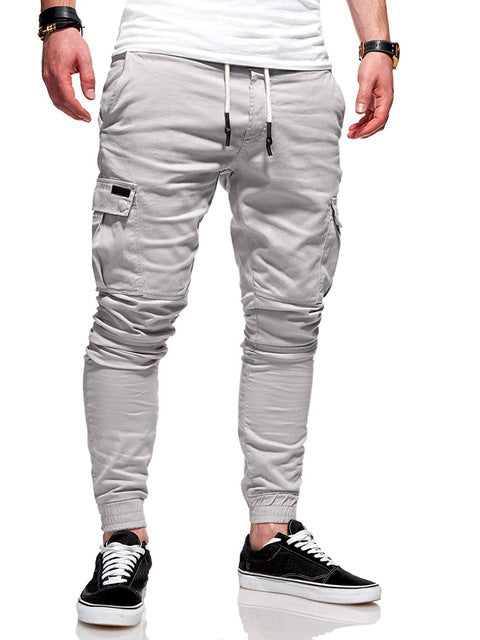 Men'S 2019 New Brand Tether Elastic Sports Trousers Long Paragraph Casual Pants Classic Three-Dimensional Patch Pocket