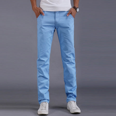 Newly Fashion Men Business Casual Pants Cotton Slim Straight Trousers Spring Summer Long Pants VK-ING