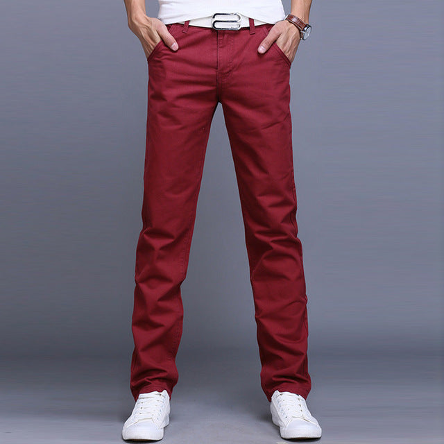Newly Fashion Men Business Casual Pants Cotton Slim Straight